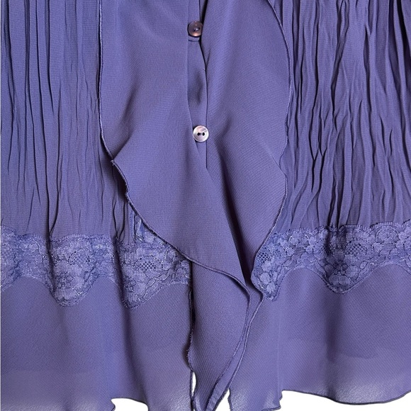 Oscar De La Renta Blouse Bell Sleeve Romantic Grunge Size 12 - Picture 5 of 9